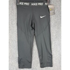 NWT Nike Pro Girls L Training Dir-Fit Black Leggings Pants Tight Fit Collant